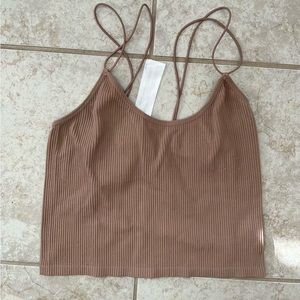 zara ripped pink tank top